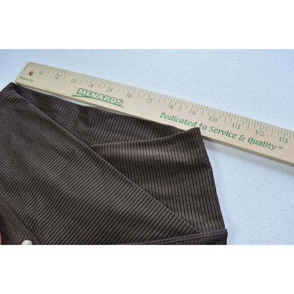 Offline by Aerie High Rise Crossover Waist Bike Shorts Brown Shine 7" Medium - Picture 4 of 5